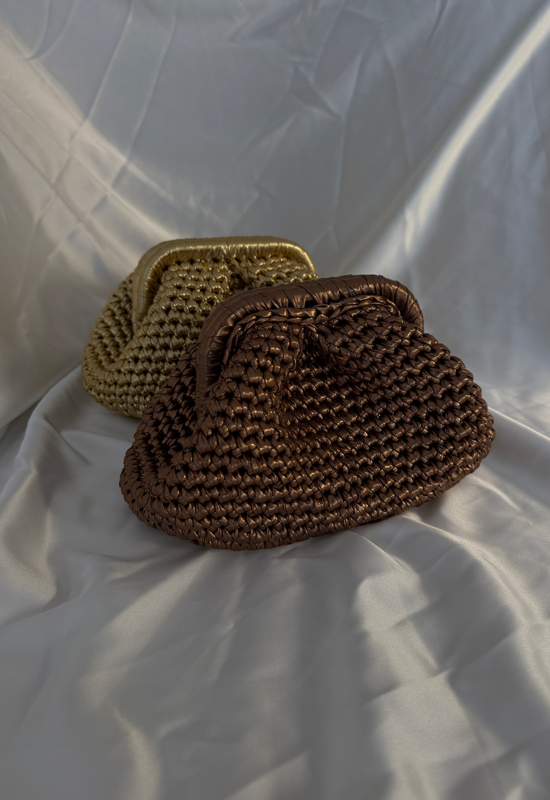 Double amor bag | תיק סרוג זהב וברונזה