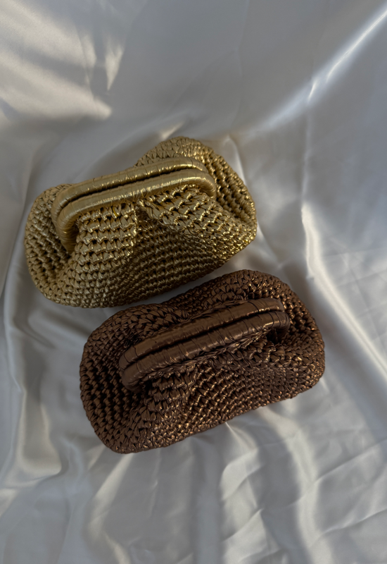 Double amor bag | תיק סרוג זהב וברונזה